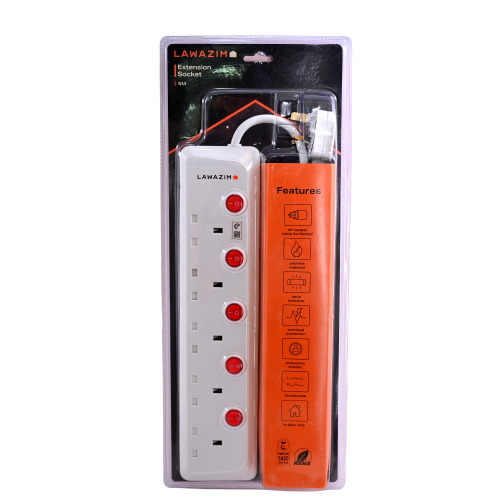 توصيلة كهرباء 220V زر ايقاف منفرد 5 متر 5 مخرج K10...