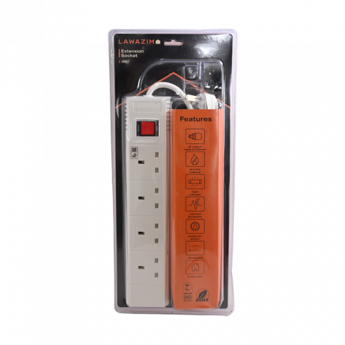 توصيلة كهرباء 220V زر ايقاف 5 متر 4 مخرج K10049 لو...