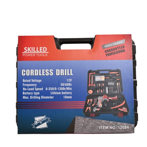 دريل شحن رجاج مع عدة 2 بطارية ليثيوم Skiled 12V