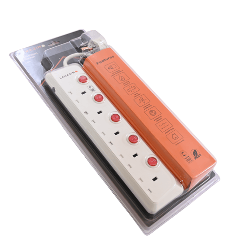 توصيلة كهرباء 220V زر ايقاف منفرد 5 متر 5 مخرج K10...