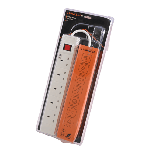 توصيلة كهرباء 220V زر ايقاف 3 متر 5 مخرج K10051 لو...