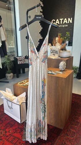 فستان بوهو شاطيء مشجر