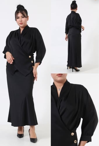 تايور اسود ساتان مع ازرار ذهبيه
