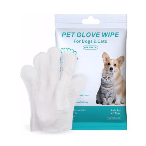 قفازات شامبو مبللة للقطط والكلاب بدون ماء (غير معط...