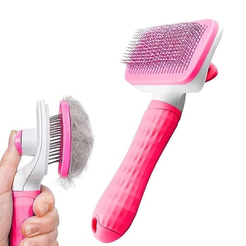 مشط إزالة الشعر للقطط والكلاب بتنظيف ذاتي - ألوان...