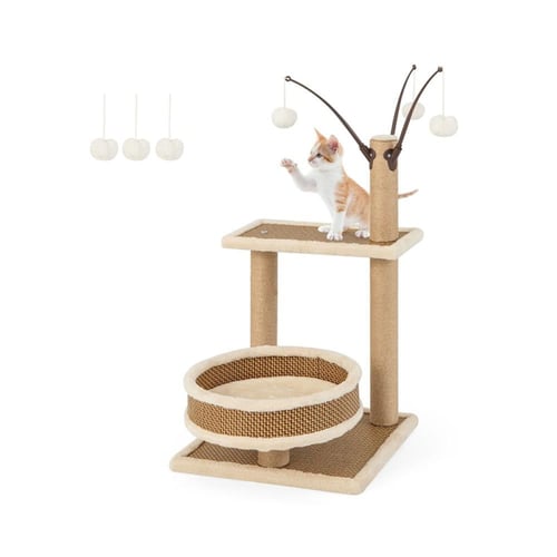 خداشة وسرير للقطط مع كرة لعب – حجم صغير