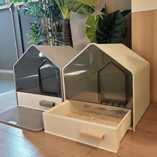 ليتر بوكس صندوق فضلات قطط مغلق على شكل منزل – سعة...