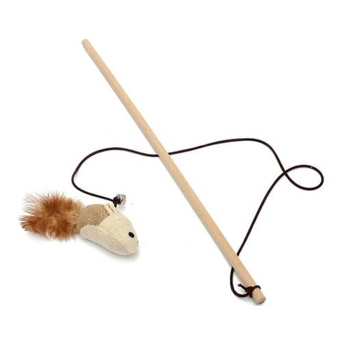 لعبة سنارة للقطط خشبية مع فأر وجرس – لتحفيز الصيد...