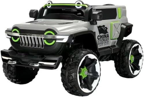 Two-seater electric ride car - gray/green
