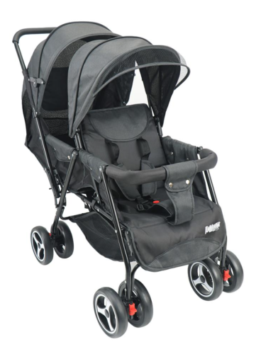 Double baby stroller with two seats foldable