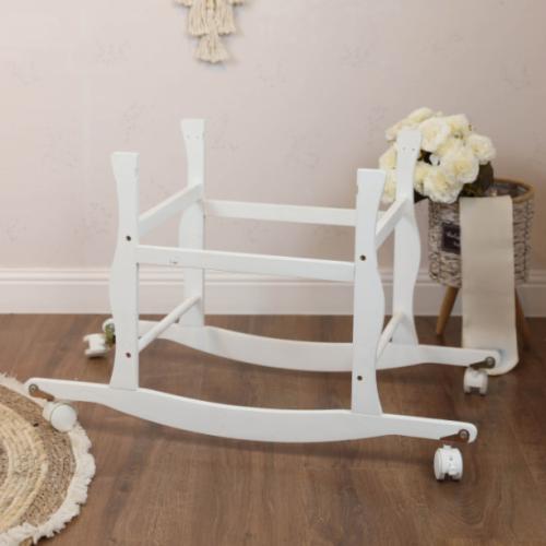 Musa basket base, wooden, white color, with wheels