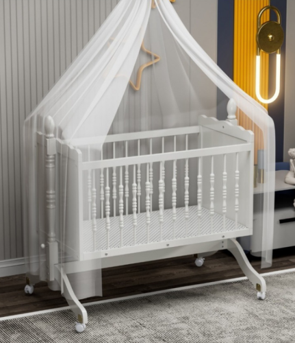 Wooden rocking bed with cushions 90×45cm