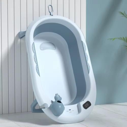 Children's foldable bathtub with thermometer