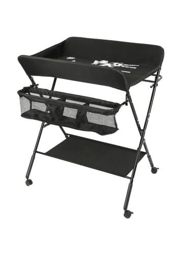 Waterproof, foldable, portable baby changing table with wheels, portable organizer for newborn baby essentials (black)