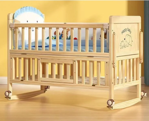 Children's wooden bed with wardrobe 120×60 cm
