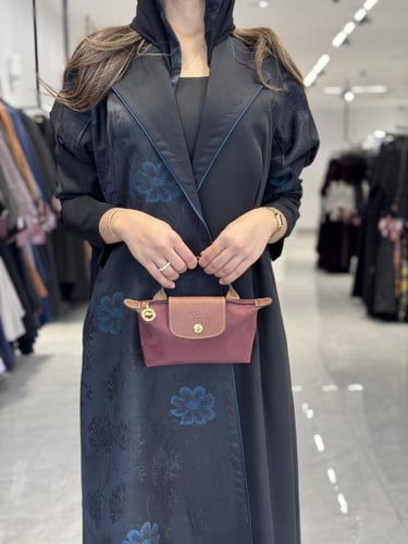 عباية D254-اسود مع تحديد تركواز