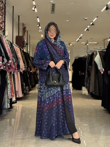 عباية D506- كحلي مورد بموف