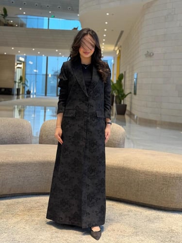 عباية D645 - عباية بليزر قماش حرير تركي - اسود