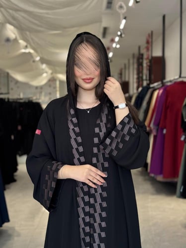 عباية D568-صيفيه قماش انترنت مطرز دبل كلوش - تطريز...