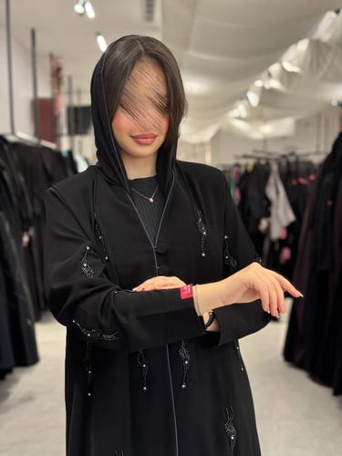 عباية D564 - عباية قماش كوبرا قصة اي لاين بشك - اس...