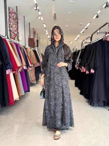 عباية D915 - صيفية بقماش شيفون ريع كلوش مطبع خلية...