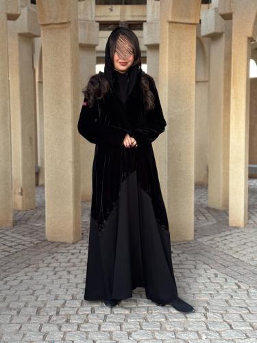 عباية D177-اسود تطريز اسود