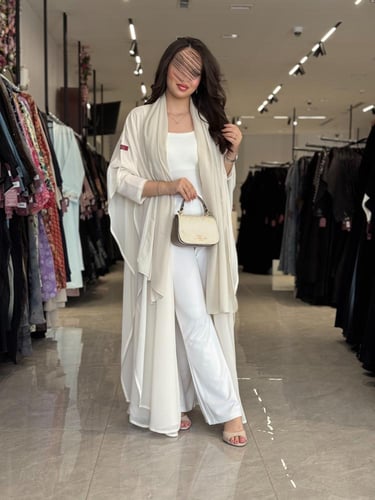 عباية D446 - شيفون بيج