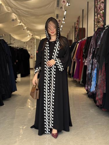 عباية D568-صيفيه قماش انترنت مطرز قصة دبل كلوش - ت...