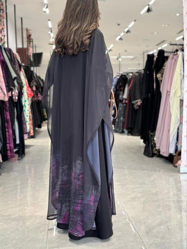 عباية D446-اسود مع موف