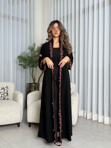 عباية D590 - قماش ملكي كلفة من الامام - نحاسي محمر