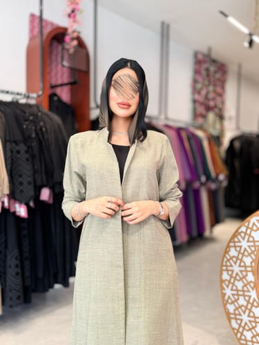 عباية D921 - بليزر بقماش كتان قصة ايه لاين - زيتي...