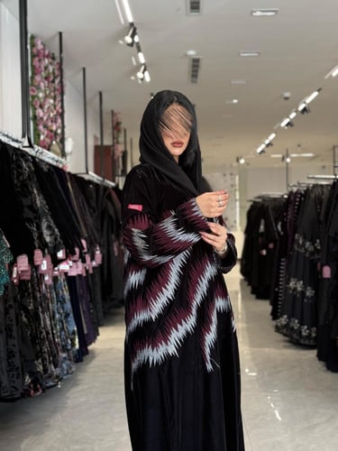 عباية D766 -قماش مخمل الوان مموجة -