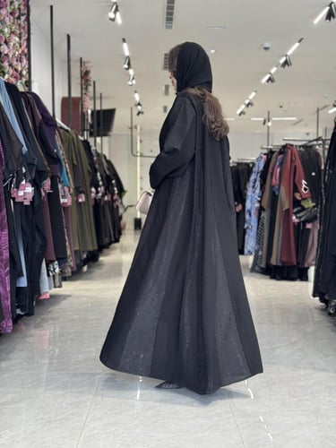 عباية D535-اسود بتطريز اسود