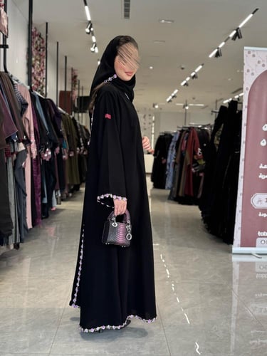 عباية D532-اسود مورد موف