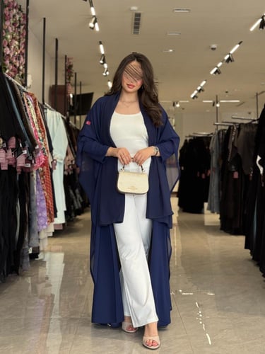 عباية D446 - شيفون كحلي