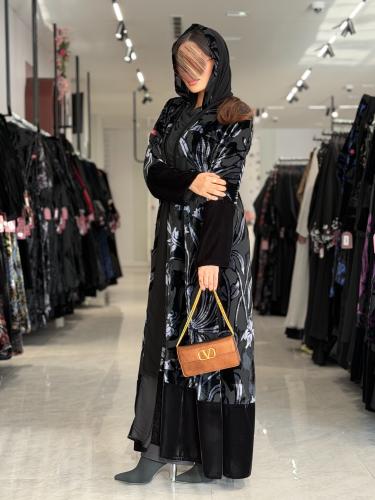 عباية D678 - شتوية قماش مخمل نصف كلوش - تيفاني