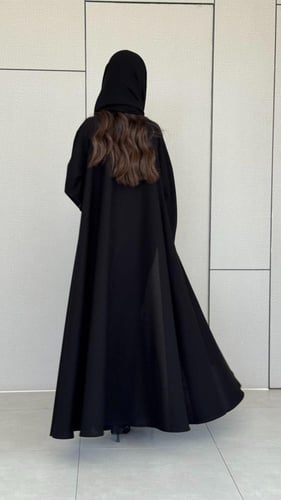 عباية D409 - اسود كم واسع