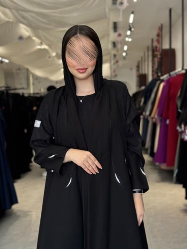 عباية D572 - قماش كتان مطرز