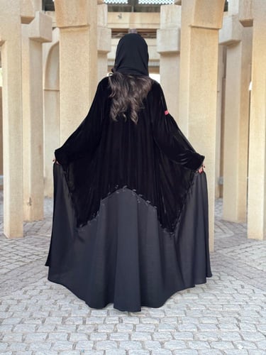عباية D177-اسود تطريز اسود
