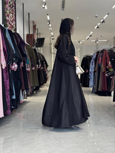 عباية D535-اسود بتطريز اسود