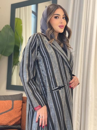 عباية D0136-بني مع فضي