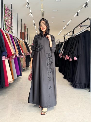 عباية D5005 - ربع كلوش بقماش بليزر بشك وترتر - اسو...