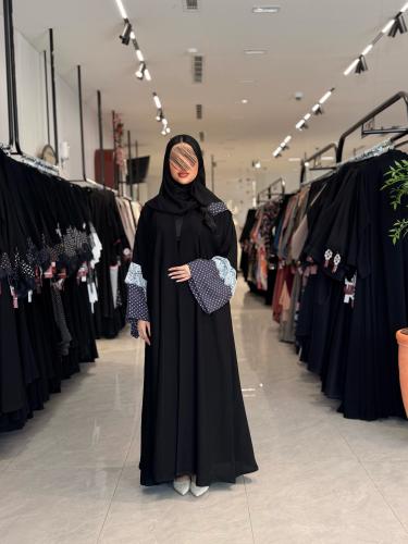 عباية D5133 - بقماش كريب ملكي نص كلوش باكمام شيفون...
