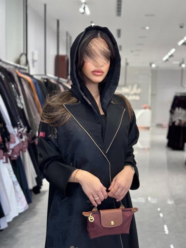 عباية D254-اسود مع بني