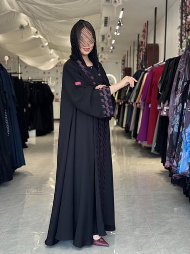 عباية D568-صيفيه قماش انترنت مطرز قصة دبل كلوش - ت...