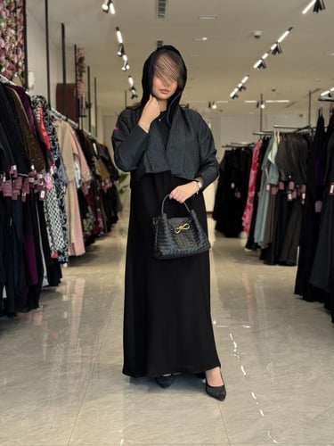 عباية D412 - اسود نقش كحلي