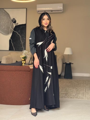 عباية D0114-اسود مطرز