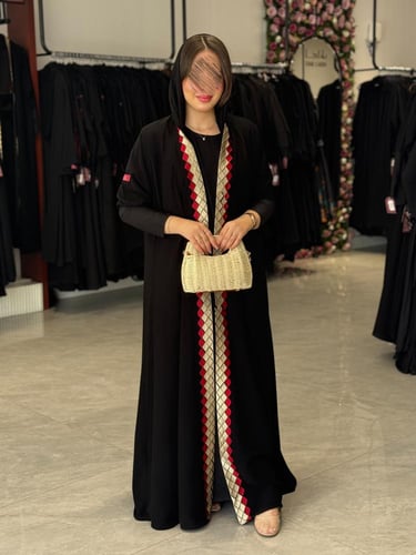 عباية D547 - عباية صيفيه قماش ملكي مطرز من الامام...