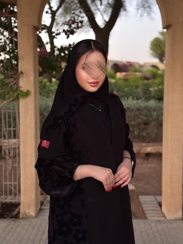 عباية D614 - شتوية قماش كتان مطرز مخمل