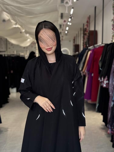 عباية D572 - قماش كتان مطرز